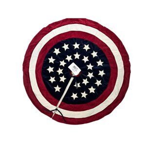 Kmart Patriotic Flag Christmas Tree Skirt Velour vintage stars strips 42" Dia